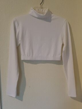 White Long-Sleeve Turtleneck Crop Cheer Zip Halftop From Cheerleading.com